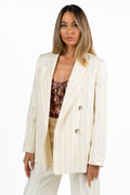 Blazer Gessato Doppio Petto – Panna - Vicolo