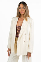 Blazer Gessato Doppio Petto – Panna - Vicolo