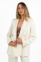 Blazer Gessato Doppio Petto – Panna - Vicolo