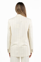 Blazer Gessato Doppio Petto – Panna - Vicolo