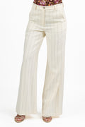 Pantalone Sartoriale Gamba Larga Gessato – Panna - Vicolo