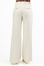 Pantalone Sartoriale Gamba Larga Gessato – Panna - Vicolo