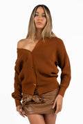 Cardigan in Maglia a Coste con Morsetti Dorati - Elisabetta Franchi