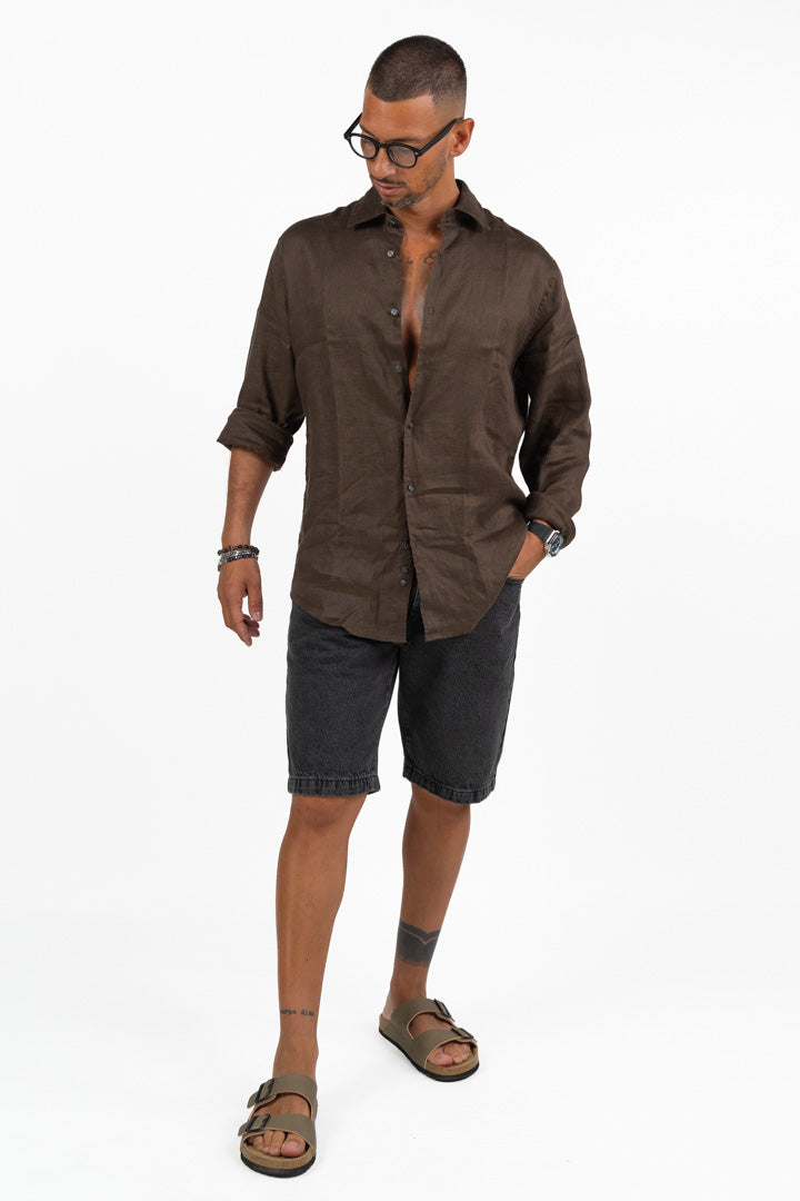 Camicia di Lino Color Cioccolato – Berna