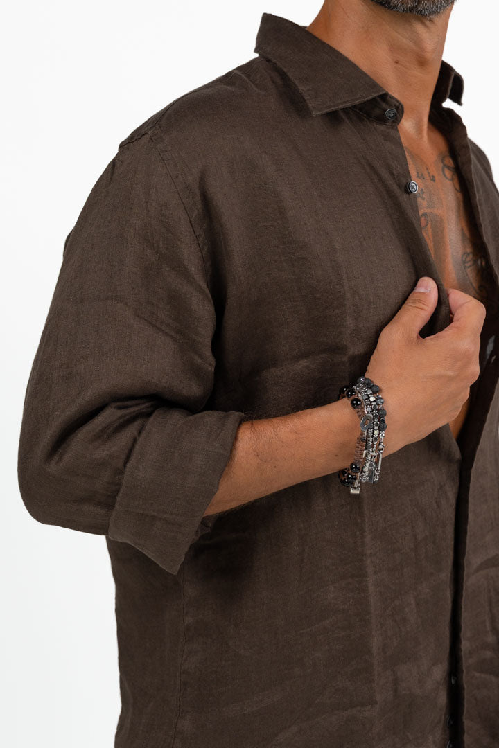 Camicia di Lino Color Cioccolato – Berna