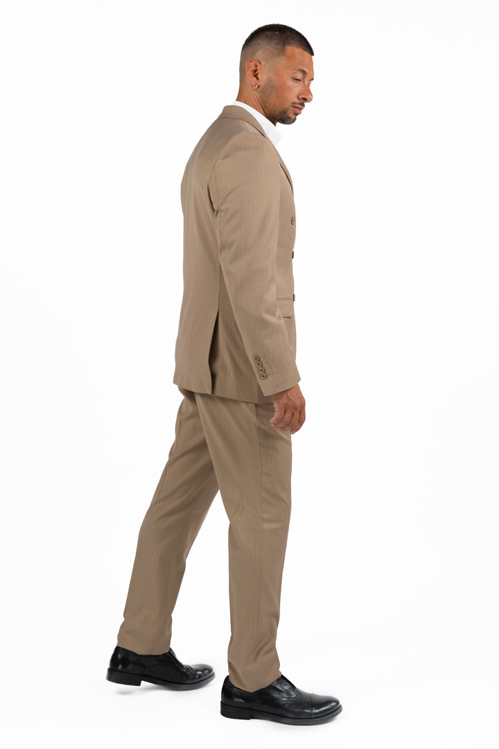 Completo Doppiopetto Gessato color Sabbia - Berti Mode Collection