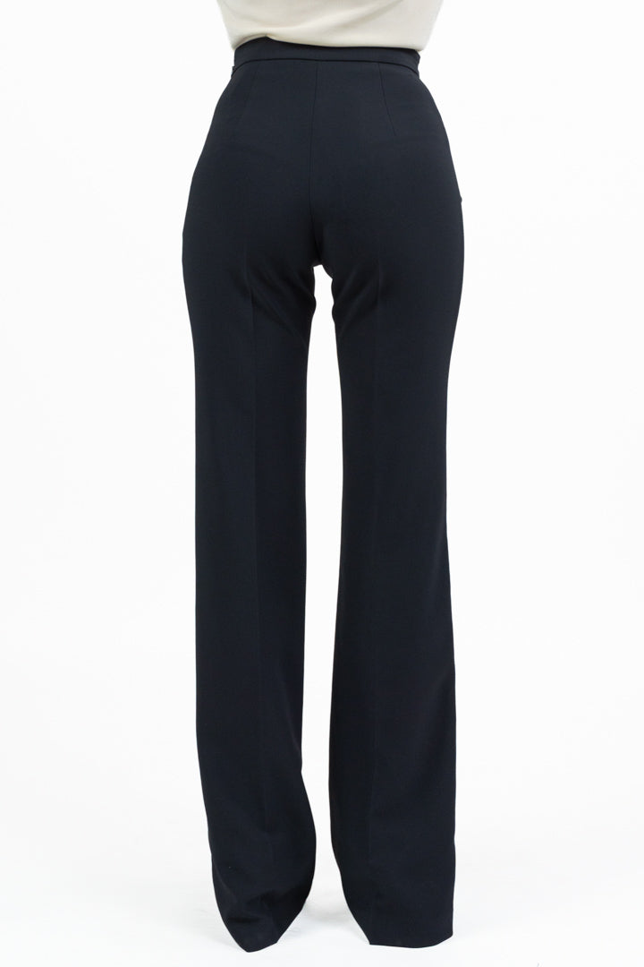 Pantalone a Palazzo a Vita Alta con Cinturino e Patte - Elisabetta Franchi