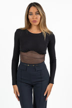 Body con Inserti in Mesh - Elisabetta Franchi