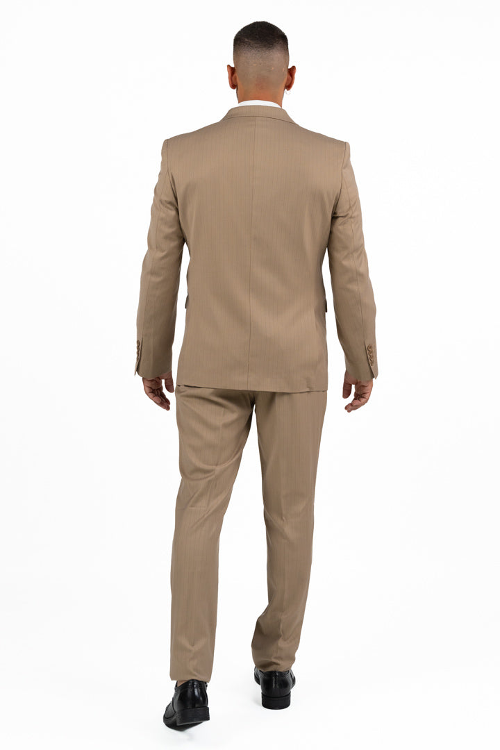 Completo Doppiopetto Gessato color Sabbia - Berti Mode Collection
