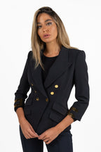 Giacca Doppiopetto Sartoriale con Placche Logo e Bottoni Dorati - Elisabetta Franchi
