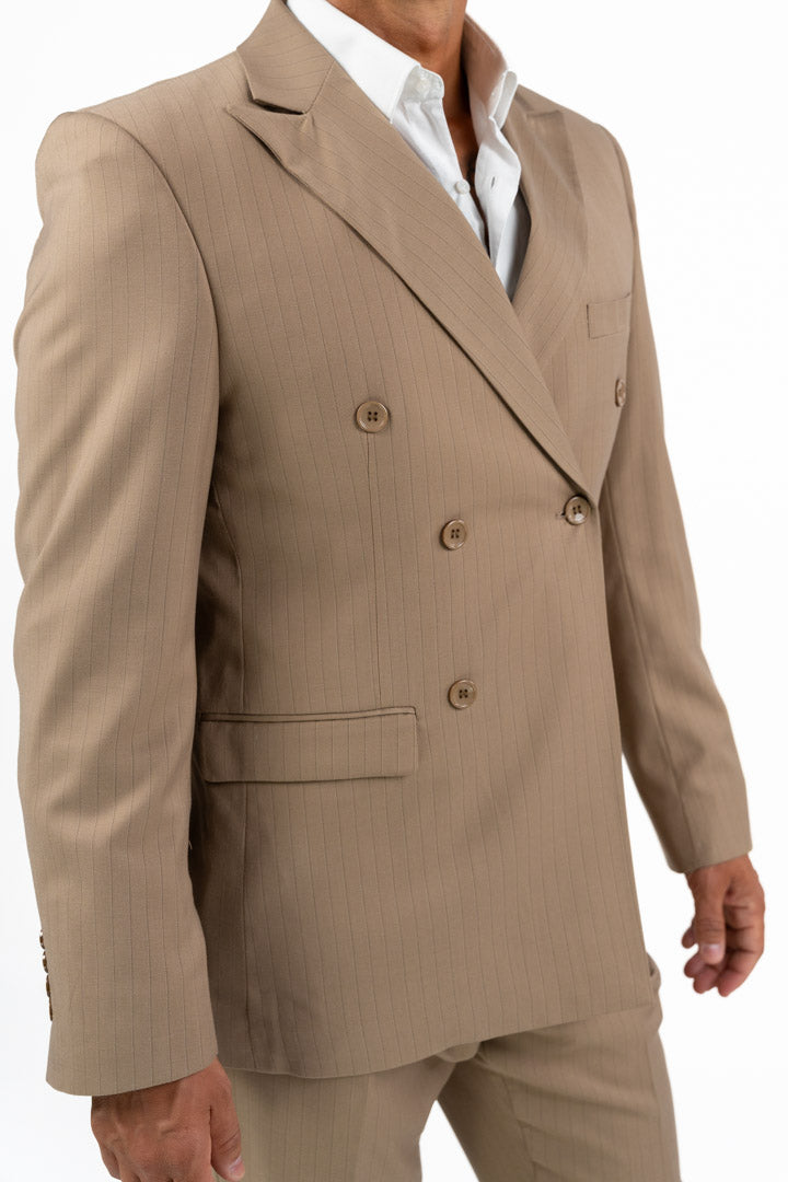Completo Doppiopetto Gessato color Sabbia - Berti Mode Collection