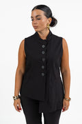 Gilet Asimmetrico Nero con Collo alla Coreana - Jurerê