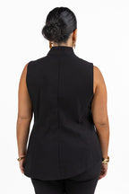 Gilet Asimmetrico Nero con Collo alla Coreana - Jurerê
