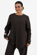Blusa Asimmetrica Marrone con Pannelli Sovrapposti - Jurerê