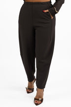 Pantaloni Fluidi Marroni con Cucitura Orizzontale - Jurerê