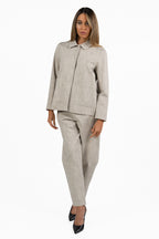 Giacca Boxy in Tessuto Fiammato Beige - Jurerê