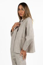 Giacca Boxy in Tessuto Fiammato Beige - Jurerê