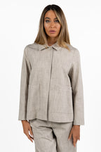 Giacca Boxy in Tessuto Fiammato Beige - Jurerê