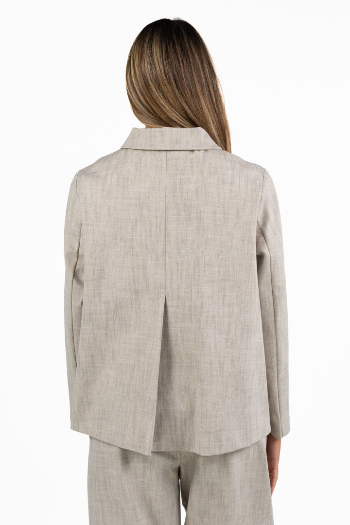 Giacca Boxy in Tessuto Fiammato Beige - Jurerê