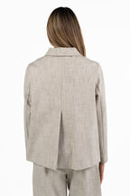 Giacca Boxy in Tessuto Fiammato Beige - Jurerê