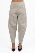 Pantaloni Fluidi Beige in Tessuto Fiammato - Jurerê
