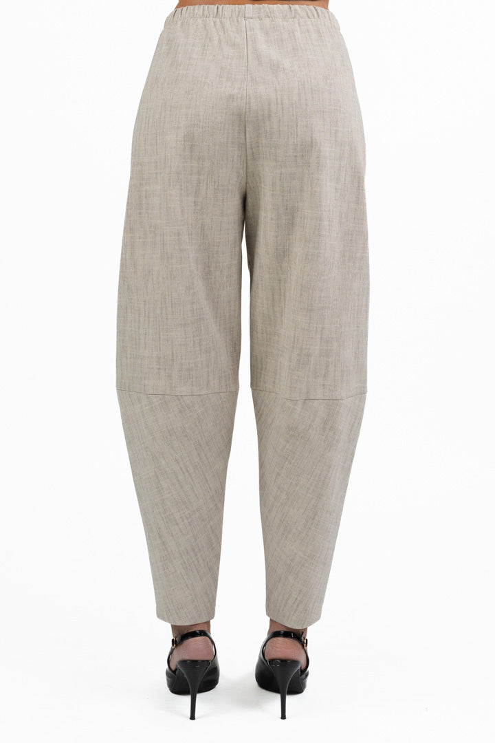 Pantaloni Fluidi Beige in Tessuto Fiammato - Jurerê