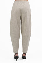 Pantaloni Fluidi Beige in Tessuto Fiammato - Jurerê