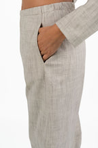 Pantaloni Fluidi Beige in Tessuto Fiammato - Jurerê