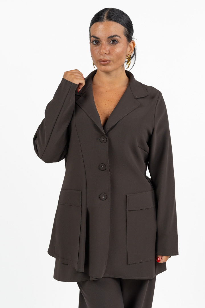 Blazer Asimmetrico Marrone Cioccolato - Jurerê