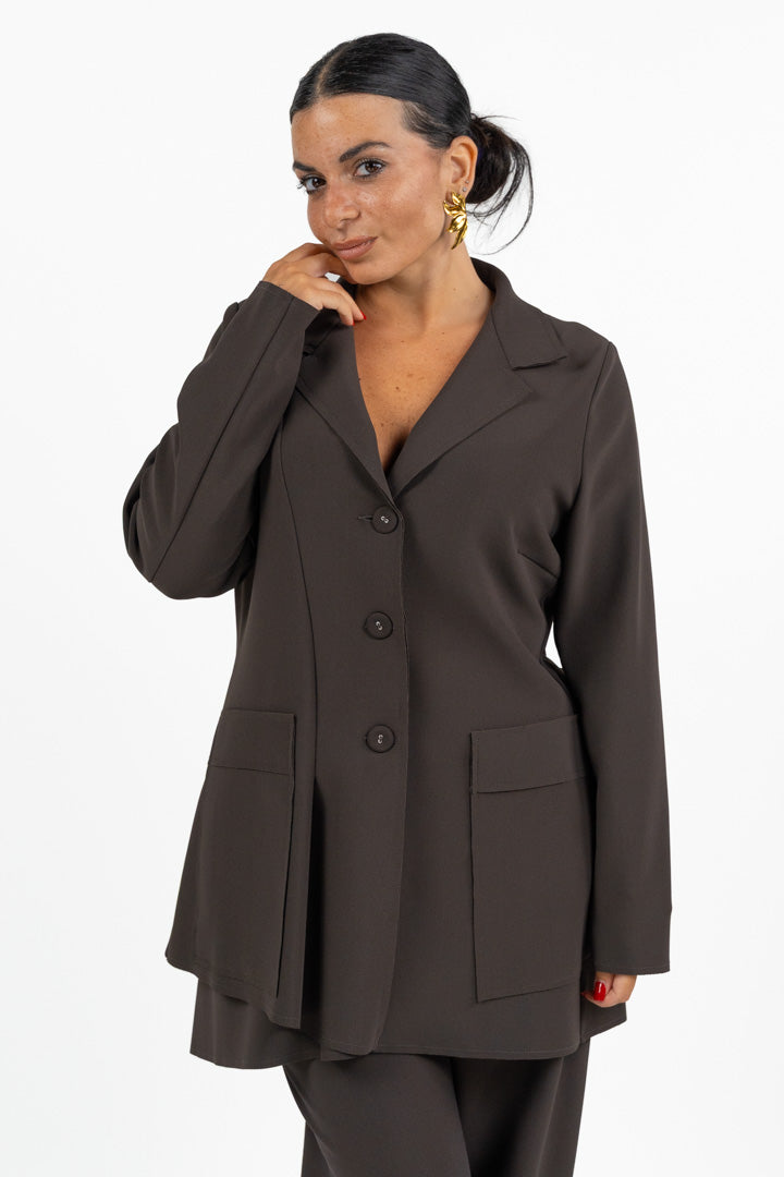 Blazer Asimmetrico Marrone Cioccolato - Jurerê