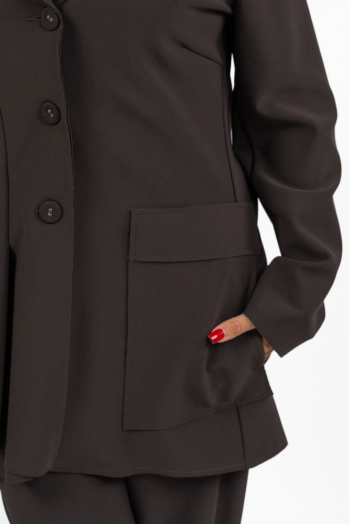 Blazer Asimmetrico Marrone Cioccolato - Jurerê