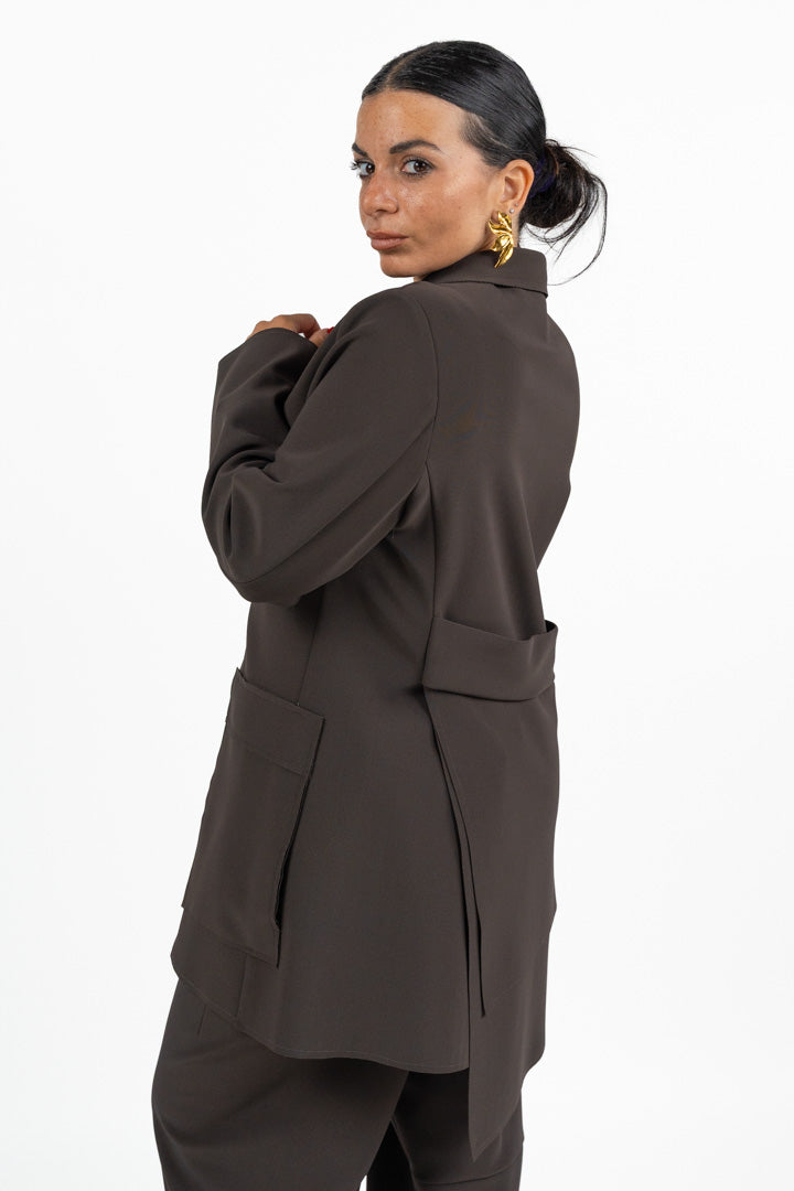 Blazer Asimmetrico Marrone Cioccolato - Jurerê