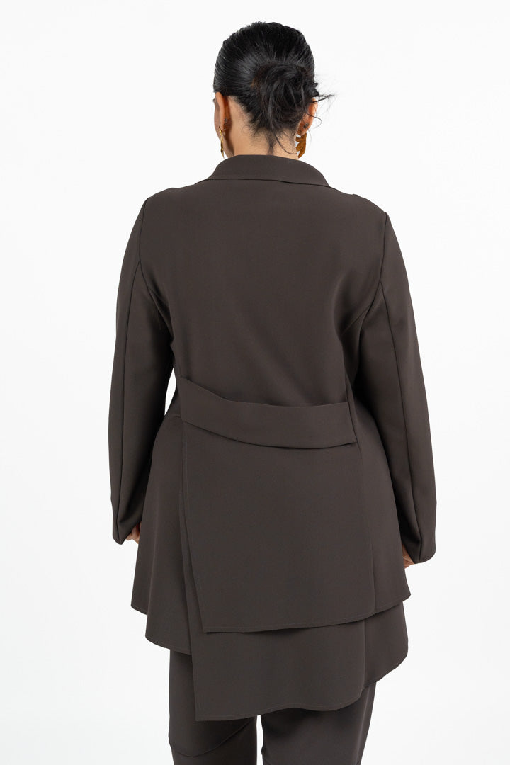Blazer Asimmetrico Marrone Cioccolato - Jurerê