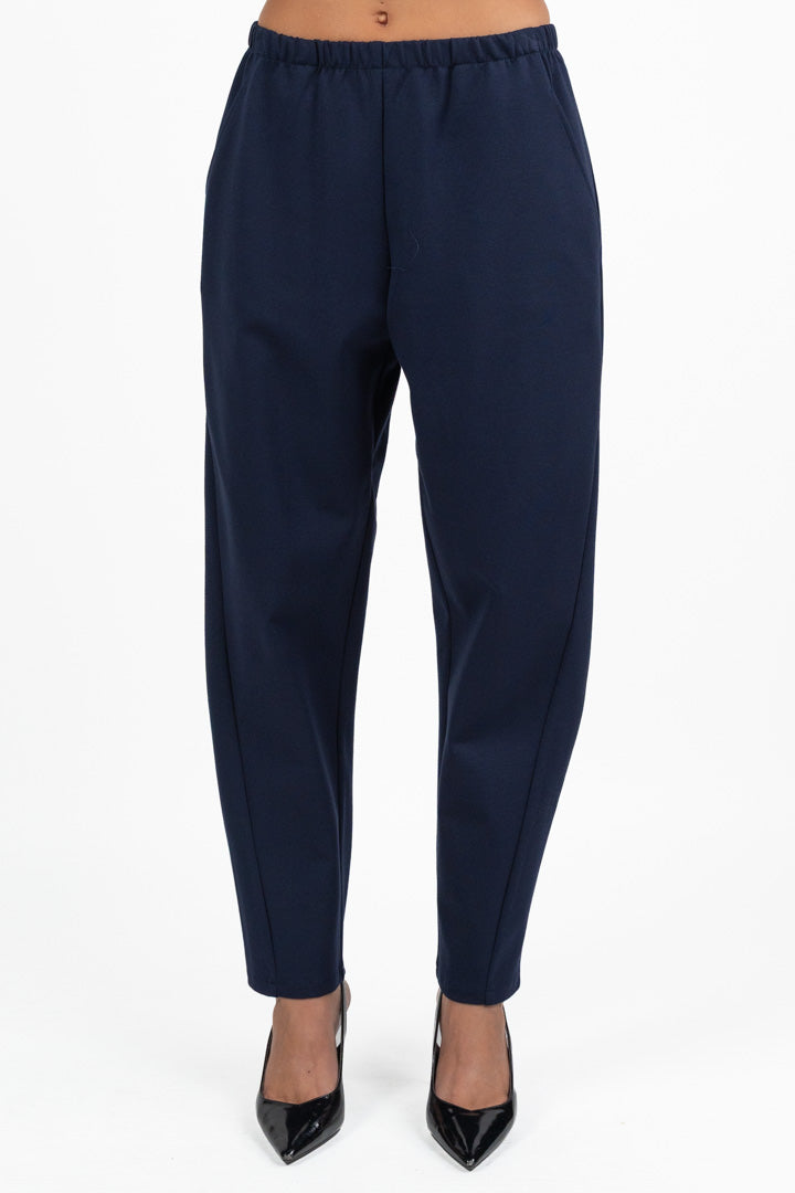Pantaloni Fluidi con Elastico in Vita Blu Navy - Jurerê