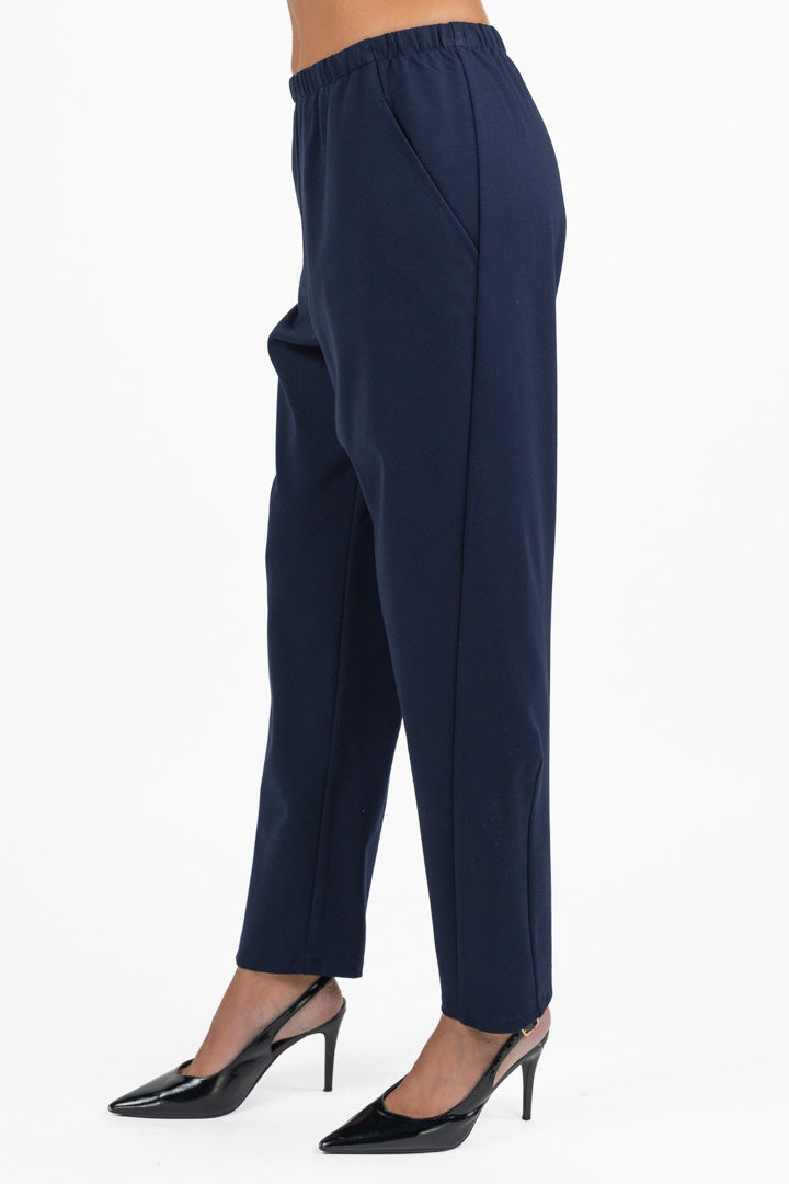 Pantaloni Fluidi con Elastico in Vita Blu Navy - Jurerê