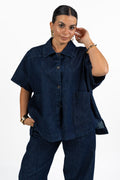 Giacca Oversize in Denim con Maniche a Pipistrello - Jurerê