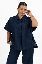 Giacca Oversize in Denim con Maniche a Pipistrello - Jurerê