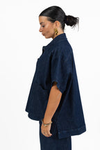 Giacca Oversize in Denim con Maniche a Pipistrello - Jurerê