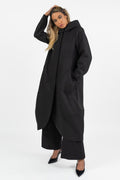 Cappotto Asimmetrico con Cappuccio Nero - Jurerê