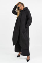 Cappotto Asimmetrico con Cappuccio Nero - Jurerê