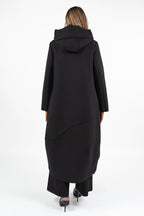 Cappotto Asimmetrico con Cappuccio Nero - Jurerê
