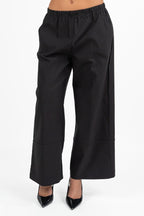 Pantaloni Fluidi Neri con Maxi Risvolto - Jurerê