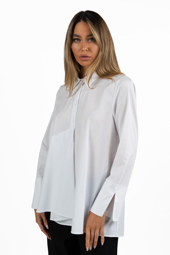 Camicia Bianca in cotone con Taglio Asimmetrico - Jurere