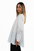 Camicia Bianca in cotone con Taglio Asimmetrico - Jurere