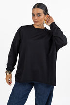 Maglia Oversize Girocollo con Spalle Scese - Jurere