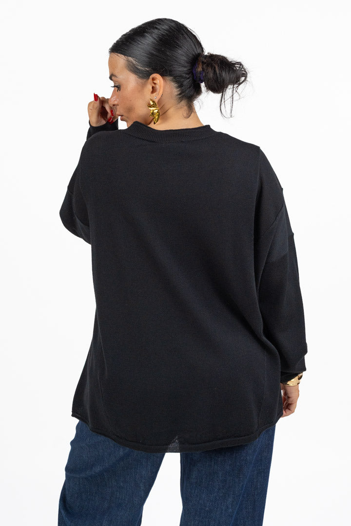 Maglia Oversize Girocollo con Spalle Scese - Jurere