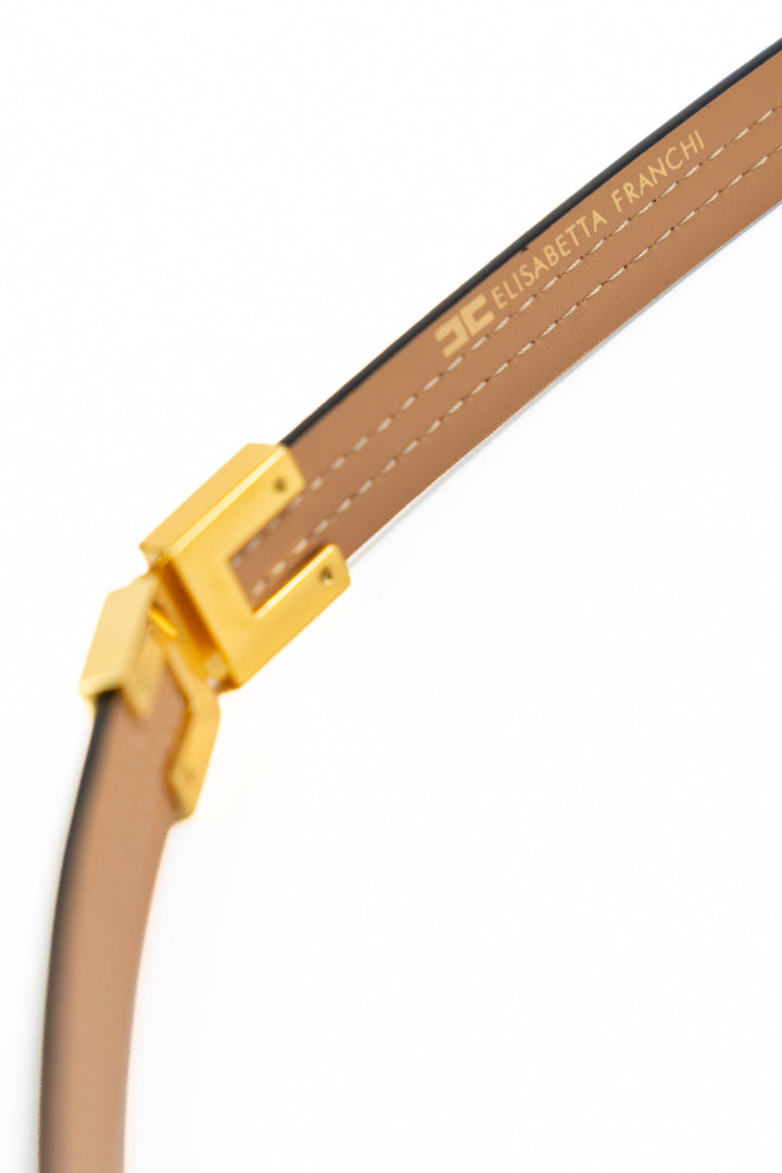 Cintura Sottile con Fibbia Logo - Elisabetta Franchi