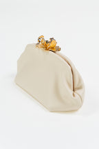Clutch Gioiello a Sacchetto con Dettaglio Floreale – Burro - Marella