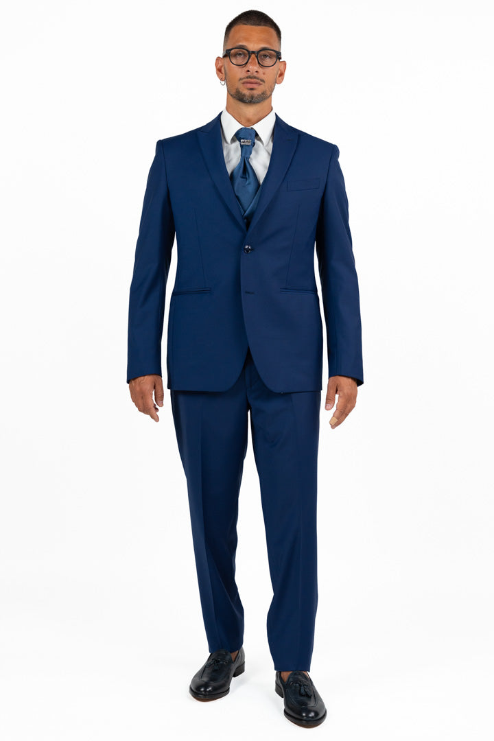 Completo Monopetto Blu con Gilet e Cravatta – LEBOLE