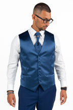 Completo Monopetto Blu con Gilet e Cravatta – LEBOLE